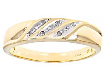 Picture of White Diamond Accent 10k Yellow Gold Mens Band Ring