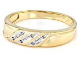 White Diamond Accent 10k Yellow Gold Mens Band Ring