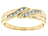 White Diamond 10k Yellow Gold Mens Band Ring 0.25ctw