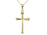 White Diamond Accent 14k Yellow Gold Cross Pendant With 16" Rope Chain