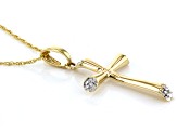 White Diamond Accent 14k Yellow Gold Cross Pendant With 16" Rope Chain