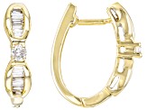 White Diamond 14k Yellow Gold Hoop Earrings 0.75ctw