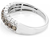 Champagne Diamond Rhodium Over Sterling Silver Band Ring 0.45ctw