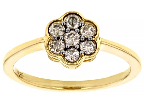 Champagne Diamond 14k Yellow Gold Over Sterling Silver Cluster Ring 0.45ctw