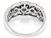 Champagne Diamond Rhodium Over Sterling Silver Wide Band Ring 0.95ctw