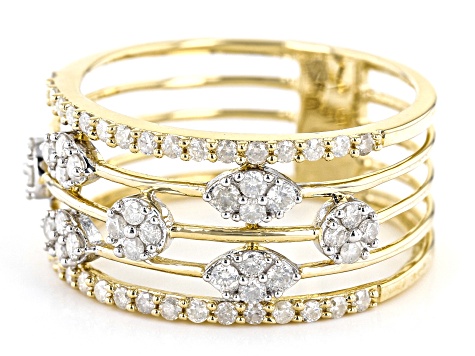 White Diamond 10k Yellow Gold 5-Row Band Ring 0.75ctw - DOE073 | JTV.com