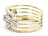 White Diamond 10k Yellow Gold 5-Row Band Ring 0.75ctw