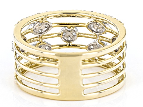 White Diamond 10k Yellow Gold 5-Row Band Ring 0.75ctw