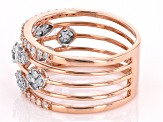 White Diamond 10k Rose Gold 5-Row Band Ring 0.75ctw