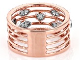 White Diamond 10k Rose Gold 5-Row Band Ring 0.75ctw