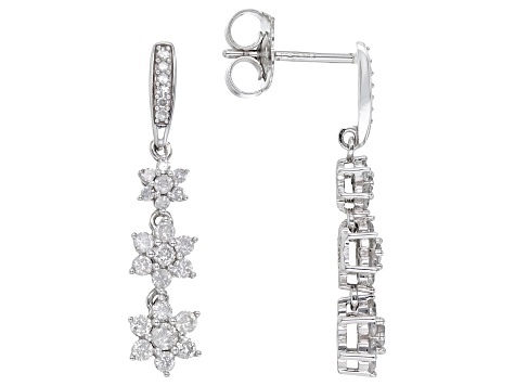 White Diamond 14k White Gold Dangle Earrings 0.50ctw