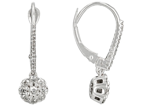 White Diamond 14k White Gold Dangle Earrings 0.50ctw