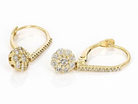 White Diamond 14k Yellow Gold Dangle Earrings 0.50ctw