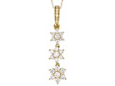 White Diamond 14k Yellow Gold Dangle Pendant With 18" Rope Chain 0.50ctw