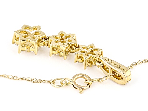 White Diamond 14k Yellow Gold Dangle Pendant With 18" Rope Chain 0.50ctw