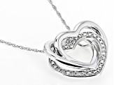 White Diamond Accent Rhodium Over Sterling Silver Heart Slide Pendant With 18" Rope Chain