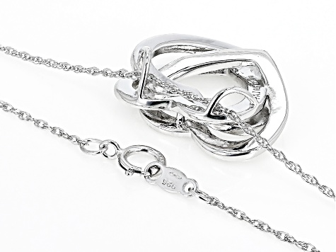 White Diamond Accent Rhodium Over Sterling Silver Heart Slide Pendant With 18" Rope Chain