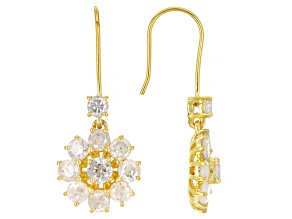 White Diamond 10k Yellow Gold Drop Earrings 1.85ctw