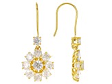 White Diamond 10k Yellow Gold Drop Earrings 1.85ctw
