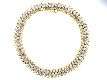 Picture of White Diamond 10k Yellow Gold Tennis Bracelet 3.00ctw