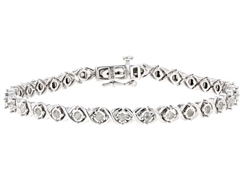 Picture of White Diamond Rhodium Over Sterling Silver Tennis Bracelet 0.90ctw