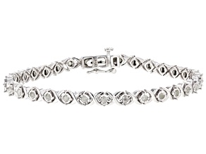White Diamond Rhodium Over Sterling Silver Tennis Bracelet 0.90ctw