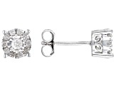 White Diamond Rhodium Over Sterling Silver Cluster Stud Earrings 0.33ctw