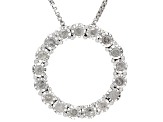 White Diamond Rhodium Over Sterling Silver Circle Slide Pendant With 18" Box Chain 0.25ctw