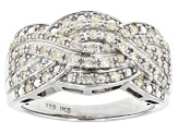 White Diamond Rhodium Over Sterling Silver Wide Band Ring 0.50ctw