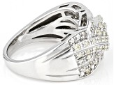 White Diamond Rhodium Over Sterling Silver Wide Band Ring 0.50ctw