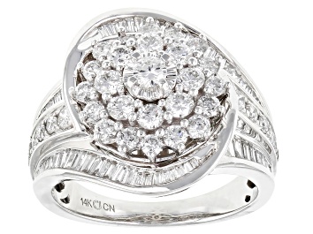Picture of White Diamond 14k White Gold Cluster Ring 2.00ctw