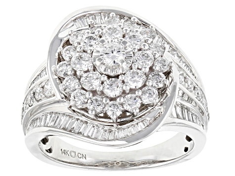 White Diamond 14k White Gold Cluster Ring 2.00ctw