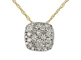 White Diamond 10k Yellow Gold Cluster Slide Pendant With 18" Rope Chain 0.33ctw