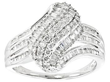 Picture of White Diamond 10k White Gold Cluster Ring 1.00ctw