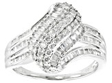 White Diamond 10k White Gold Cluster Ring 1.00ctw