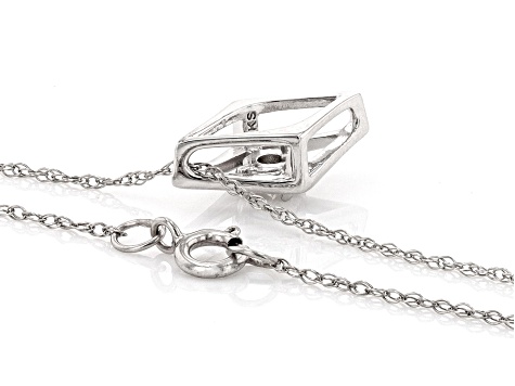 White Diamond Accent 10k White Gold Pear And Diamond Shape Pendant Set of 2 With Rope Chains