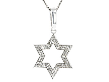 Picture of White Diamond Rhodium Over Sterling Silver Mens Star Of David Pendant 0.50ctw