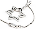 White Diamond Rhodium Over Sterling Silver Mens Star Of David Pendant 0.50ctw