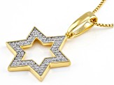 Round White Diamond 14k Yellow Gold Over Sterling Silver Mens Star Of David Pendant 0.50ctw