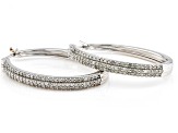 White Diamond Rhodium Over Sterling Silver Hoop Earrings 1.00ctw