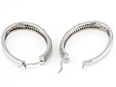 White Diamond Rhodium Over Sterling Silver Hoop Earrings 1.00ctw