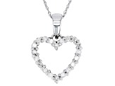 White Diamond 10k White Gold Heart Pendant With 18" Rope Chain 0.25ctw