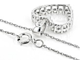 White Diamond 10k White Gold Heart Pendant With 18" Rope Chain 0.25ctw