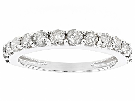 White Diamond 10k White Gold Band Ring 0.85ctw