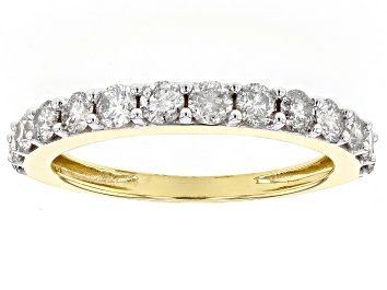 Picture of White Diamond 10k Yellow Gold Band Ring 0.85ctw