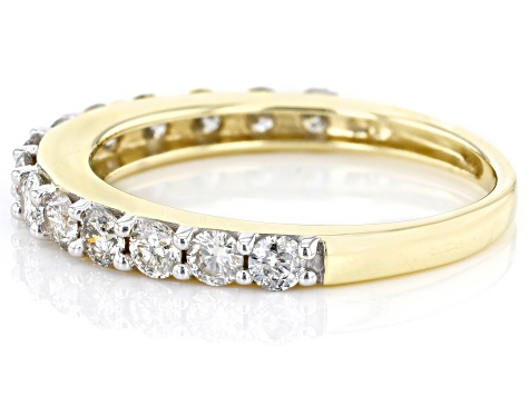 White Diamond 10k Yellow Gold Band Ring 0.85ctw