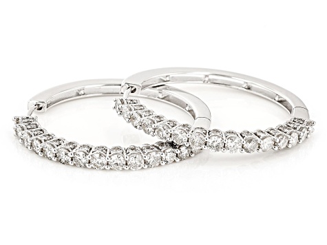 White Diamond 10k White Gold Hoop Earrings 3.00ctw