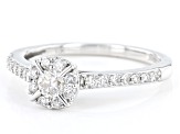 White Diamond 10k White Gold Halo Ring 0.50ctw