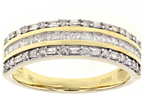 White Diamond 10k Yellow Gold Band Ring 0.50ctw