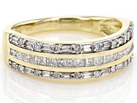 White Diamond 10k Yellow Gold Band Ring 0.50ctw - DOE130 | JTV.com
